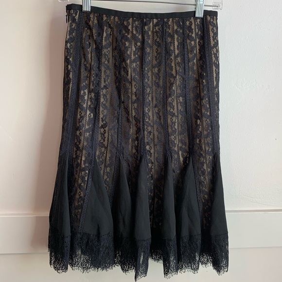 LOFT Petites Black Lace Godet Skirt - Picture 2 of 4